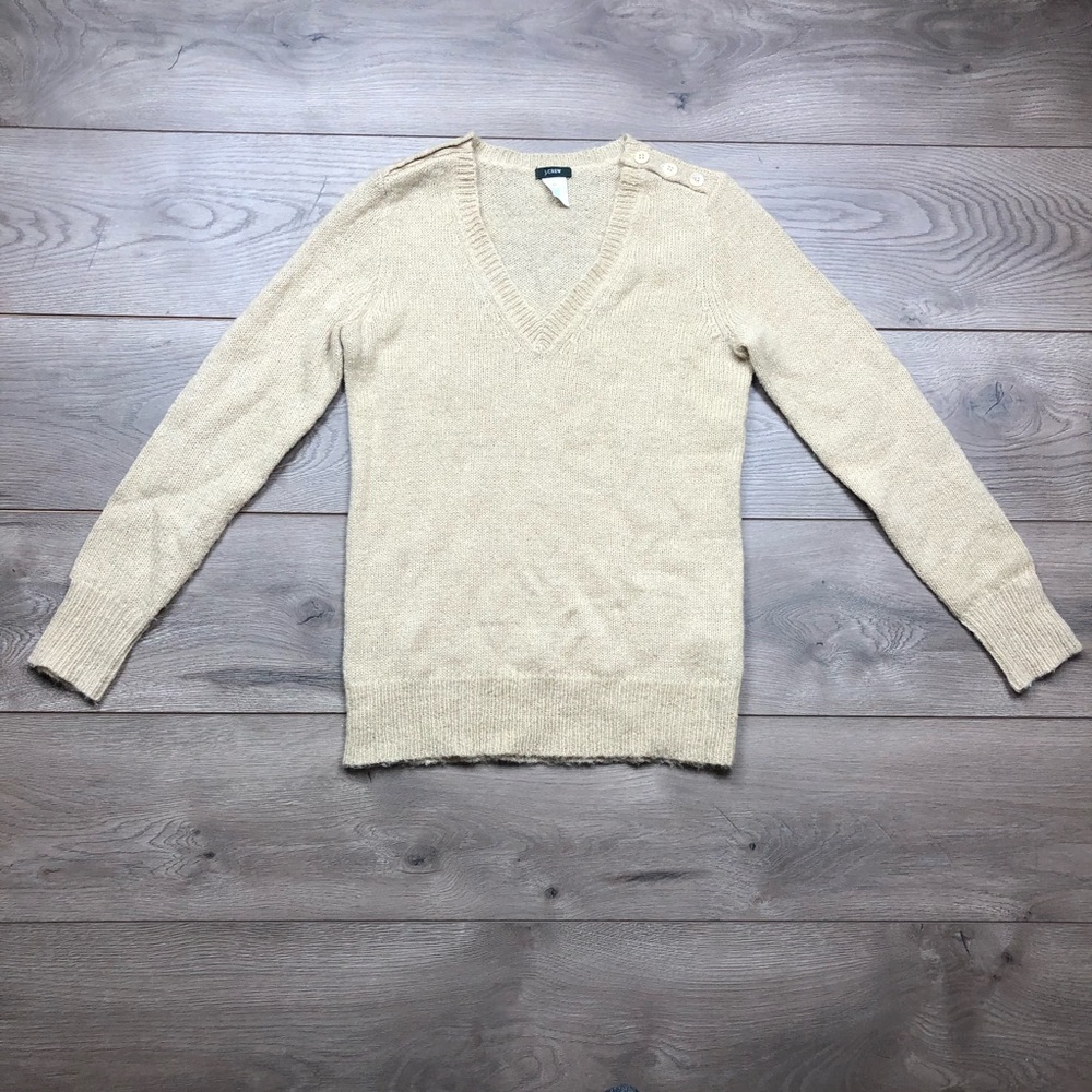J. Crew V Neck Sweater Cream XS